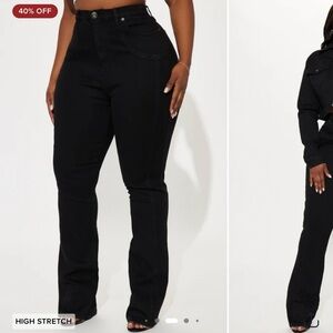 Fashion Nova Jessi Mid Rise Distressed Bootcut Jean- Black